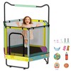 Hooseng 55" Hexagon Trampoline for Kids with Safety Enclosure Net, Indoor & Outdoor Toddler Trampoline with Adjustable Gymnastics Bar & Toys - 2 of 4
