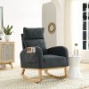 CAVINAS 27.6" Rocking Accent Chair with High Backrest and Side Pockets, Upholstered Lounge Arm Chair for Living Room - 2 of 4