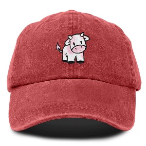 Dalix Strawberry Cow Embroidered Womens Cotton Dad Hat Baseball Cap - 1 of 4