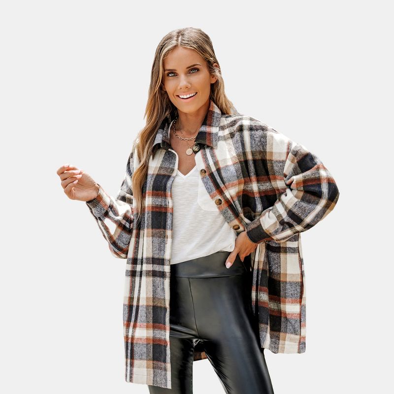 Women's Plaid Button-Front Flannel Shacket - Cupshe, 1 of 7