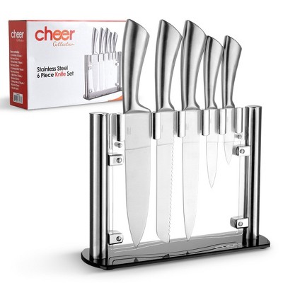 Cheer Collection Cheer Collection 6 Piece Stainless Steel Knife Block Set