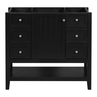 NicBex 36" Bathroom Vanity without Sink Bathroom Floor Cabinet with 3 Drawers, a Door, a Lower Open Shelf and Adjustable Drawer Dividers