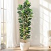 Artificial Fiddle Leaf Fig Tree - 6FT /7ft Fake Fig Tree Realistic Artificial Floor Plant in Modern White Pot - 2 of 4
