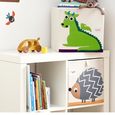 Foldable Beige and Green Dragon Fabric Storage Cube