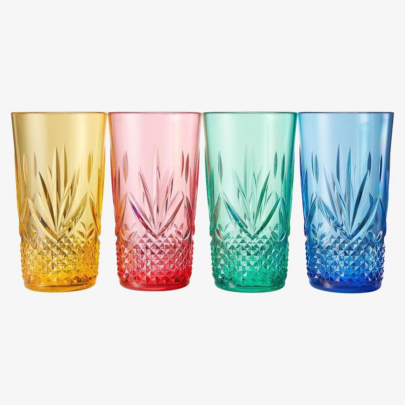 Khen's Shatterproof Vibrant Colored Tall Acrylic Drinking Glasses, Luxurious & Stylish, Unique Home Bar Addition - 4 pk, 3 of 8