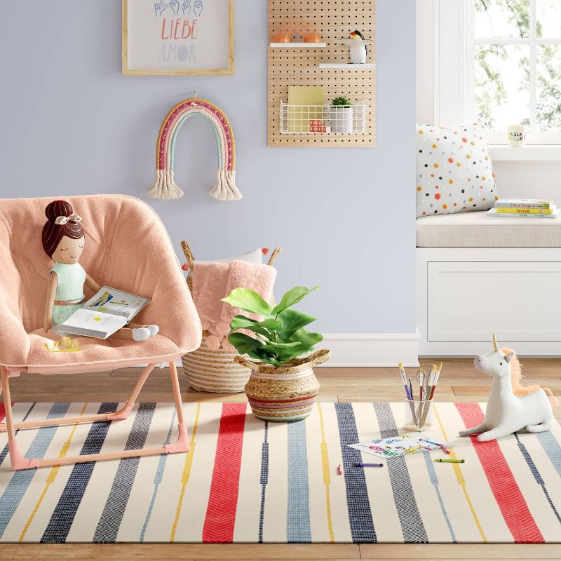 Striped Kids' Rug Red/Blue - Pillowfort™, 2 of 8