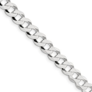 Black Bow Jewelry Men's 6.8mm Sterling Silver Solid Flat Curb Chain Necklace - 1 of 4