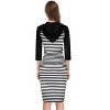 Coolmee Women's Casual Maxi Dress 3/4 Long Sleeve Stripe Slim Pullover Hoodie Long Dress with Pocket - 3 of 4
