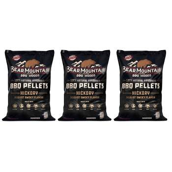 Bear Mountain FB14 Premium All Natural Low Moisture Hardwood Smoky Hickory BBQ Smoker Pellets for Outdoor Grilling, 40 Pound Bag (3 Pack)