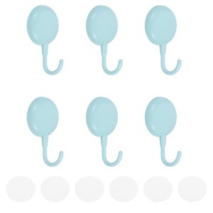 Unique Bargains Round Plastic Adhesive Removable Waterproof Wall Towel Hook 6 Pcs - 1 of 4