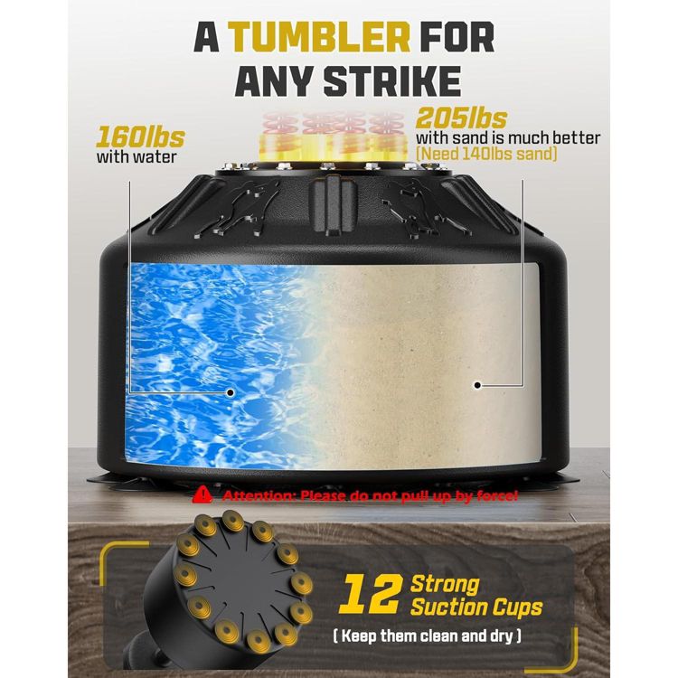 FITVEN Freestanding Punching Bag with Boxing Gloves Heavy Boxing Bag with Suction Cup Base - Men Stand Kickboxing Bag, 4 of 6