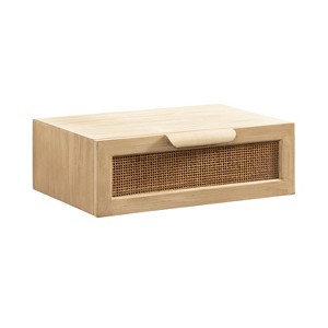 Kate and Laurel Ori Floating Side Table Rattan, 18x13x6, Natural - 1 of 4