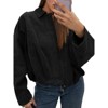 Imily Bela Womens Faux Suede Bomber Jackets Oversized Cropped Zip Up Lapel Coats Fall Casual Outerwears - 2 of 4