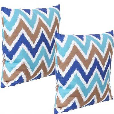 Sunnydaze Indoor/Outdoor Weather-Resistant Polyester Square Decorative Pillow with Zipper Closure - 17" x 17" - Chevron Bliss - 2pk