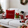 Christmas Pillow Covers 18x18 inch Set of 4, Holiday Winter Indoor Red Vintage Xmas White Snowman Burgundy - 4 of 4