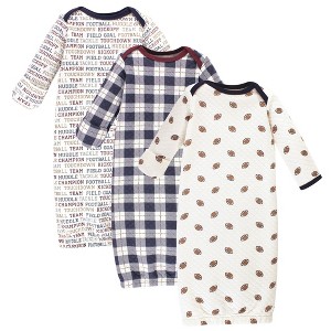 Hudson Baby Infant Boys Quilted Cotton Long-Sleeve Gowns 3pk, Football, 0-6 Months - 1 of 2