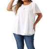 Agnes Orinda Women's Plus Size Chiffon 2-Layered Ruffle Short Sleeve Round Neck Top - 2 of 4