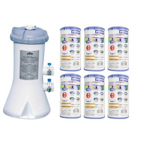 Intex 530 GPH Swimming Pool Filter Pump and 6 Type A Replacement Cartridges - 1 of 4