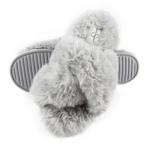 Jessica Simpson Womens Cross Band Plush Slide Slipper Slide - 1 of 4