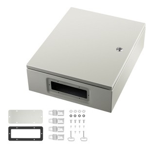 VEVOR NEMA Steel Case, 20x16x6'' NEMA 4X Metal Electric Enclosure, IP66 Water & Dust Resistant, Includes Mounting Plate, Gray-white - 1 of 4