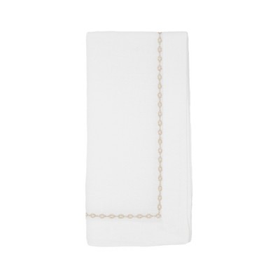 Saro Lifestyle Timeless Chainlink Embroidery Napkin (Set of 4), 20"x20", Silver