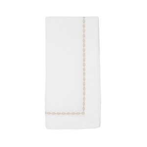 Saro Lifestyle Timeless Chainlink Embroidery Napkin (Set of 4), 20"x20", Silver - 1 of 3