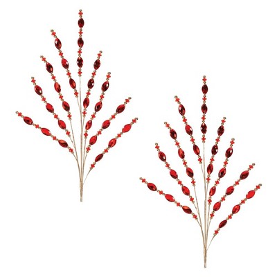 Red Jewel Bead Spray (Set of 2)