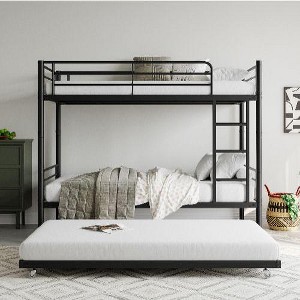 Kumasinova Twin-Over-Twin Bunk Bed with Trundle,Heavy Duty Metal Bed Frame with Full-Length Guardrails,Convertible to 2 Beds for Kids' Bedrooms/Dorms - 1 of 4