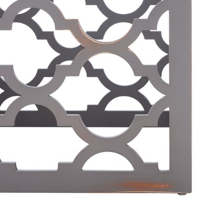 Gray Wood Latticework Square End Table