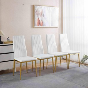APRILSOUL37.4"chair set of 4,GOLDEN COLOR LEG,BLACK SEAT - 1 of 4