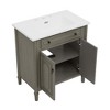 Akoasm 31 in. W Bathroom Vanity with Ceramic Sink, 2 Soft-Closing Doors & Bronze Pulls-Gray - 2 of 4