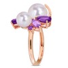 EVERLY JEWELRY | Rose Plated Sterling Silver 1 4/5 CT TGW Amethyst-Africa Rose de France And White Freshwater Cultured Pearl Fashion Ring - 2 of 4