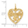 Black Bow Jewelry 14k Yellow Gold Sweet 16 in a Heart Charm or Pendant, 17mm - 4 of 4