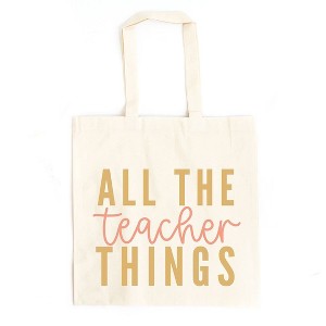 City Creek Prints All The Teacher Things Canvas Tote Bag - 15x16 - Natural - 1 of 2