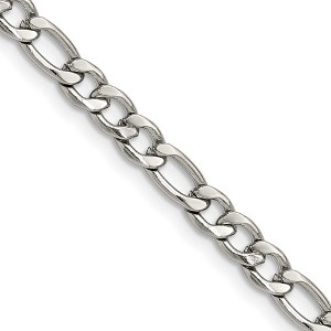 Chisel Stainless Steel Polished 4.5mm 22" Figaro Chain Necklace - 1 of 4