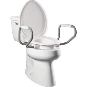 Assurance with Clean Shield Elongated Plastic Premium Raised Toilet Seat in White with Support Arms - Bemis