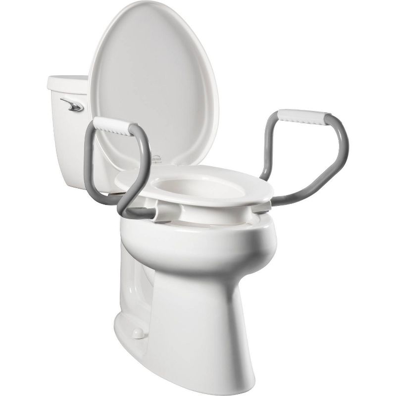 Assurance with Clean Shield Elongated Plastic Premium Raised Toilet Seat in White with Support Arms - Bemis, 1 of 6
