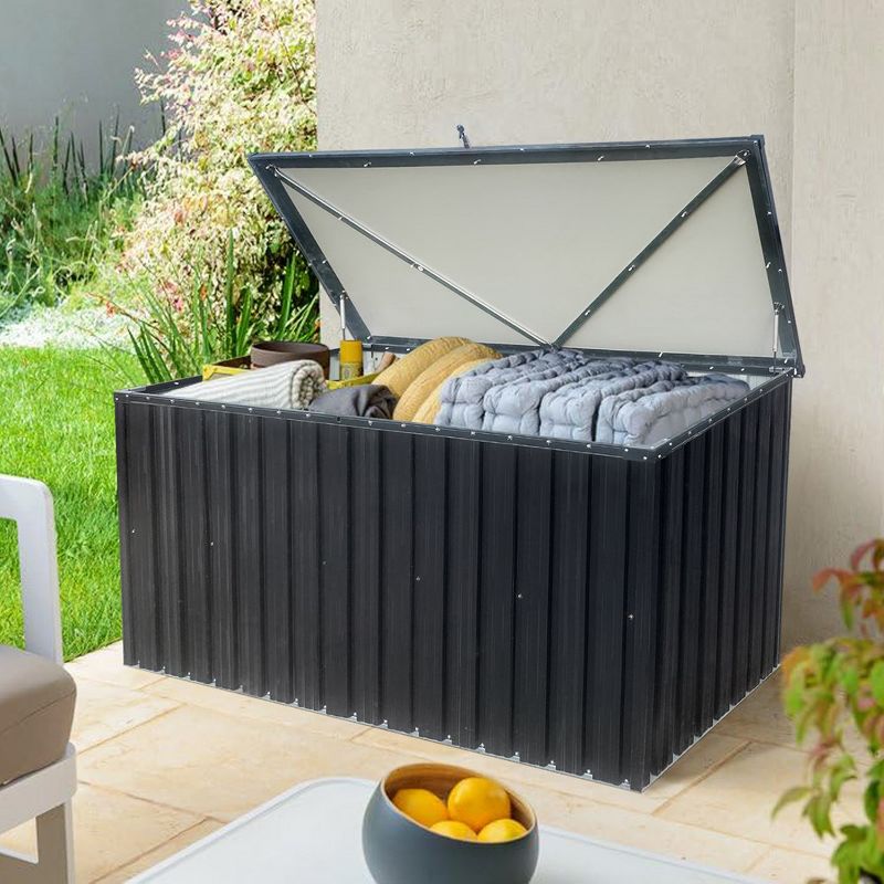 335 Gallon Deck Box Indoor Outdoor Lockable Storage Container For Patio Cushions Gardening Tools Sports Equipment Outdoor Toys black One size, 1 of 6