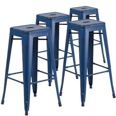 30 Inch Commercial Bar Stool – Yellow Backless Metal Stool, Indoor-Outdoor, Stackable & Heavy Duty