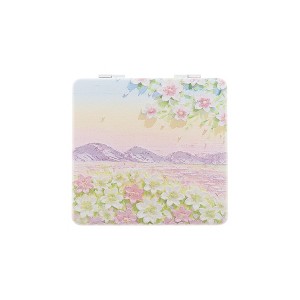 Unique Bargains Hand-painted Oil Painting Makeup Mirror Pink Purple 1 Pc - 1 of 3