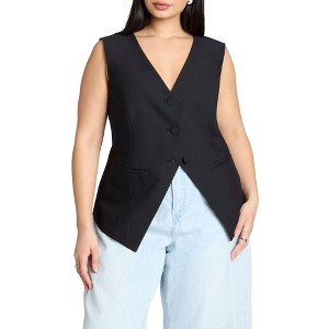 ELOQUII Women's Plus Size Split Hem Suiting Vest - 1 of 4
