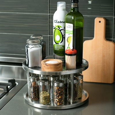 Stainless Steel 2-Tier Revolving Kitchen Organizer