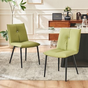 YOUNIKE Modern Dining Room Chairs Set of 2 Leather Upholstered Kitchen Chairs Comfy Side Makeup Vanity Chair Seat 19.69"Wx16.54"Dx18.9"H - 1 of 4