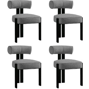 Modern Boucle Dining Room Chairs Set of 2, Upholstered Dining Chairs with Rubber Wood Legs and Ergonomic Curved Back for Dining Room or Living Room - 1 of 4
