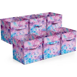 MaseiKar 6 Pack Fabric Storage Cubes, 11" Foldable Tie Dye Bins for Cubbies, Toy Box, Closet Organizer, Clothes Storage, Collapsible Cube Baskets - 1 of 4