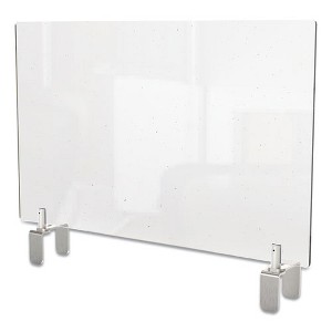 Ghent Clear Partition Extender with Attached Clamp, 36 x 3.88 x 30, Thermoplastic Sheeting - 1 of 3
