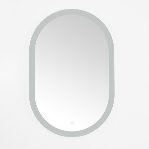 Wes 24" Aluminum LED Oval Mirror - LMR1009 - Silver/White - Safavieh - 1 of 4