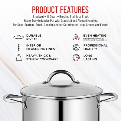 Bakken-Swiss 14-Quart Stainless Steel Stockpot with Glass Lid