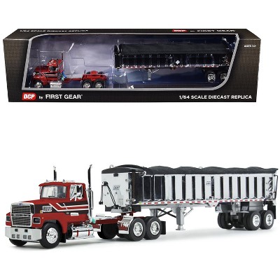 Ford LTL 9000 Day Cab with East End Dump Trailer Red and Black 1/64 Diecast Model by DCP/First Gear