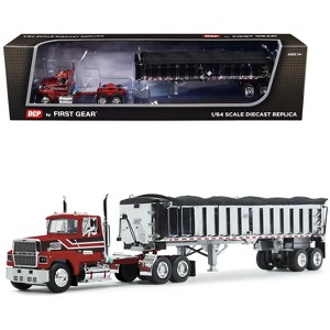 Ford LTL 9000 Day Cab with East End Dump Trailer Red and Black 1/64 Diecast Model by DCP/First Gear - 1 of 3